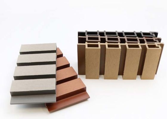 แผงผนัง WPC ภายนอกมันวาวสูงหรูหราแผงผนังภายนอกกันน้ำ Co Extrusion