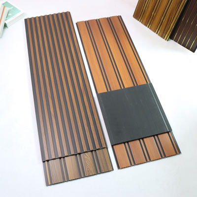 แผงผนัง PVC ลายไม้ แผ่นผนังตกแต่ง วัสดุเป็นมิตรต่อสิ่งแวดล้อม สำหรับห้องนอน ห้องนั่งเล่น ผนังหลังทีวี