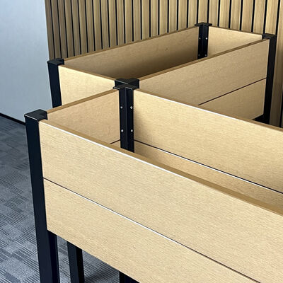 กระถางปลูกต้นไม้แบบยกสูงทันสมัยพร้อมวัสดุผสมไม้พลาสติกที่เป็นมิตรต่อสิ่งแวดล้อม ทนน้ำ และหน่วงไฟ สำหรับใช้ภายนอกอาคาร