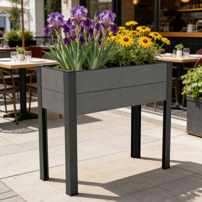 เครื่องปลูกเตียงสวนที่สูงขึ้นที่มีขาโลหะสําหรับสวนผักในสวนหลังบ้านกลางแจ้ง