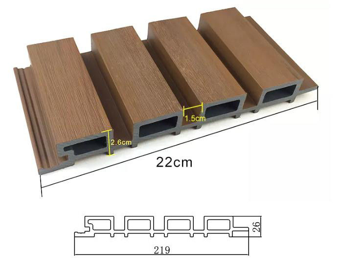 WPC แผ่นผนังภายนอกคอมโพสิตภายนอก PVC Wood Wall Panel Co Extruded
