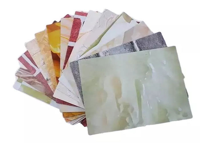 แผ่นหินอ่อนกันน้ำ Pvc แผ่นหินอ่อน Uv มันวาวสูงสำหรับผนังภายใน