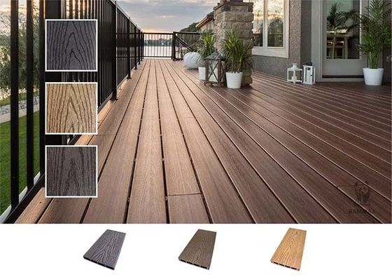พื้นไม้ลายนูน 3 มิติ WPC Decking พื้นดาดฟ้าคอมโพสิตกันน้ำ