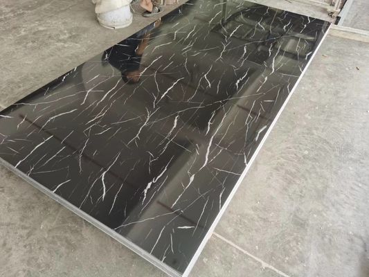 แผ่นหินอ่อน PVC เคลือบ UV ตกแต่งภายในผนังพื้นหลังแผง