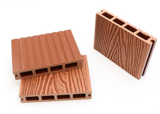 3D Embossed Composite Interlocking Tiles พื้นระเบียงกลางแจ้ง WPC