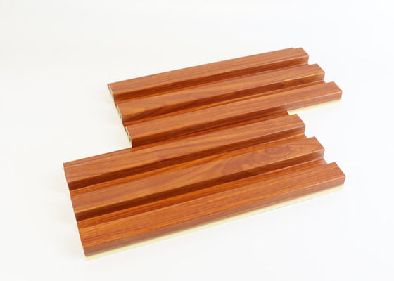 ลายไม้ขลุ่ยในร่ม PVC ภายใน WPC แผงผนังสำหรับตกแต่ง