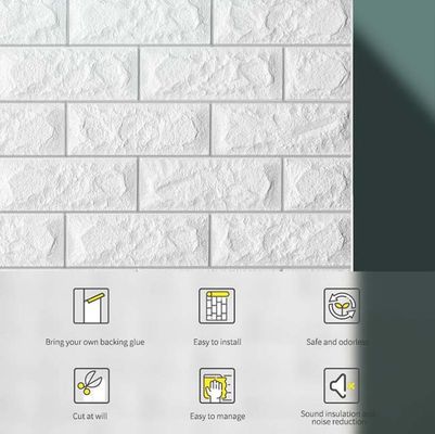 Self Adhesive 3D Foam Brick โฟมตกแต่งผนังสติ๊กเกอร์ม้วนสำหรับตกแต่งห้องนั่งเล่น