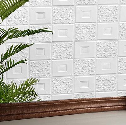 แผ่นผนัง PE สีขาว 70x77 ซม. 3D PE Foam สติ๊กเกอร์ติดผนังสำหรับตกแต่งบ้าน