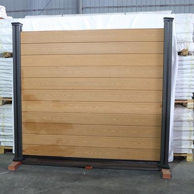 ติดตั้งง่าย WPC Fence Panels Composite Wood Privacy Garden Aluminium Post
