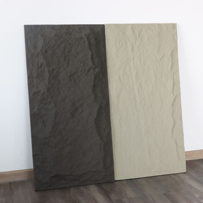 สีเทาเข้ม PU Polyurethane Faux Mushroom Stone Wall Panel น้ำหนักเบา