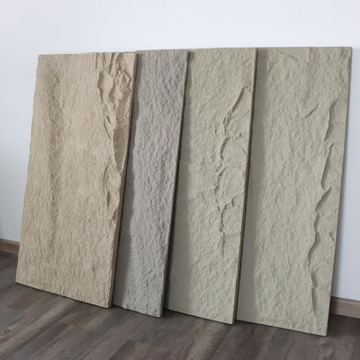 สีเทาเข้ม PU Polyurethane Faux Mushroom Stone Wall Panel น้ำหนักเบา