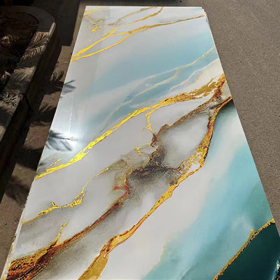 1220*2440mm 3D Digital Printed UV Marble Sheet UV Boards สําหรับทีวี บอร์ดตกแต่งผนัง