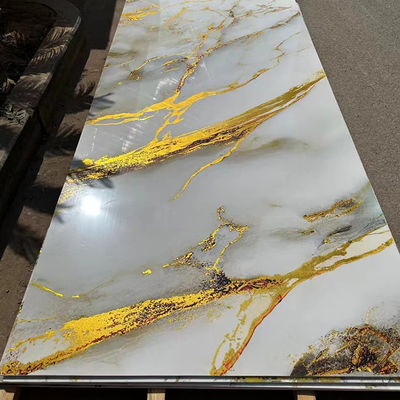 1220*2440mm 3D Digital Printed UV Marble Sheet UV Boards สําหรับทีวี บอร์ดตกแต่งผนัง